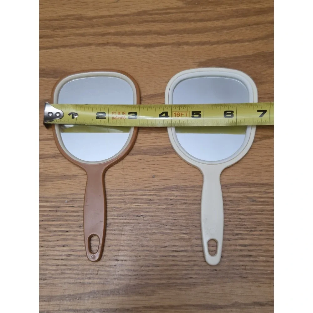Lot of 2 Vintage Hand Mirror With Handle Plastic 6
